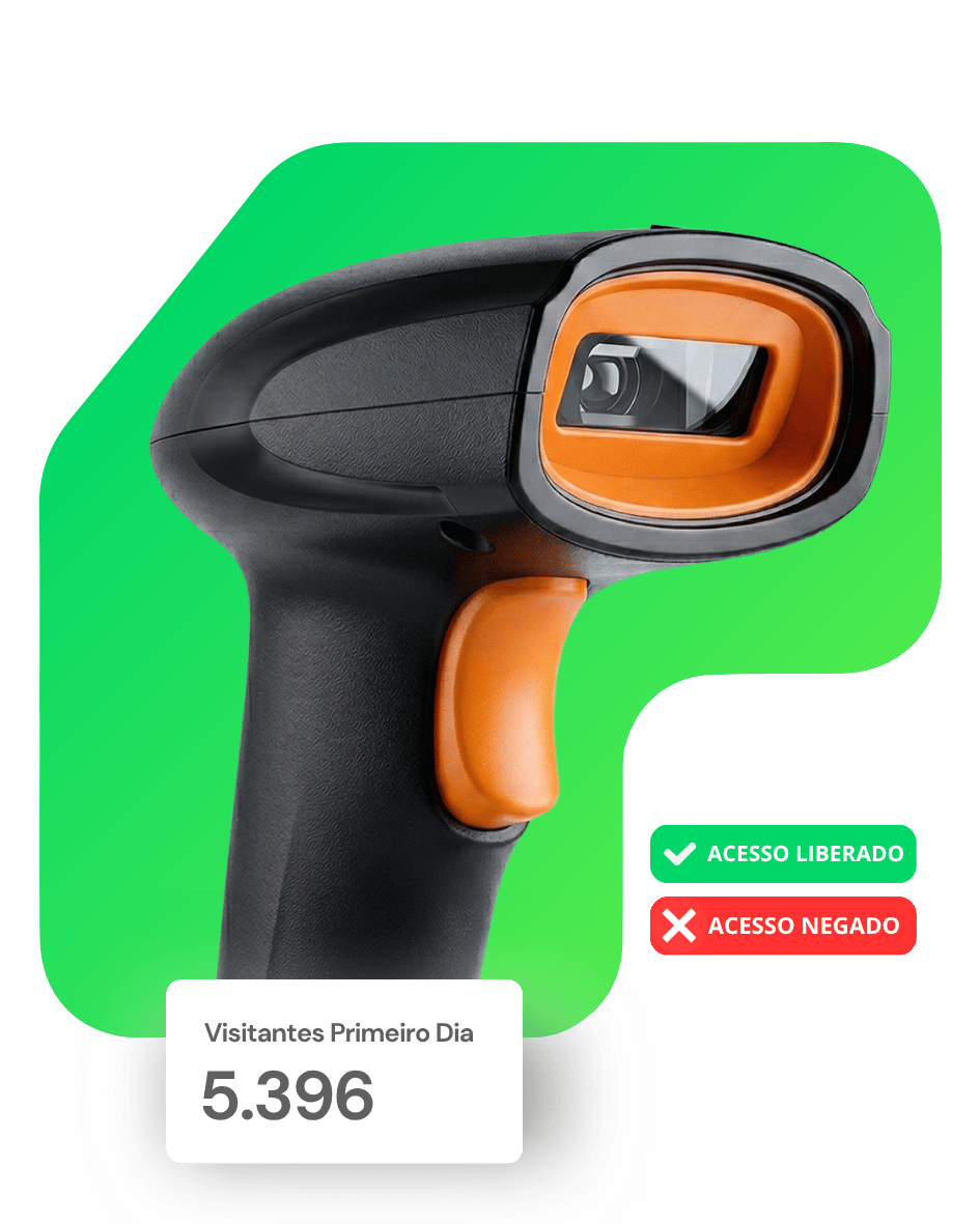 Scanner de acesso euVou com indicadores de acesso liberado e negado